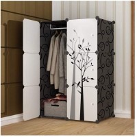 JIY Simple Wardrobe Simple Modern economical Assembled Plastic Steel Frame Wardrobe Storage Hanging Removable Small Cabinet Bedroom Armoires