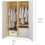 Portable Wardrobe Portable Wardrobe Closet for Bedroom Clothes Armoire Dresser Multi-Use Cube Storage Organizer White 3 Cubes &1 Hanging Sections Combination Armoire Color : White Size : B