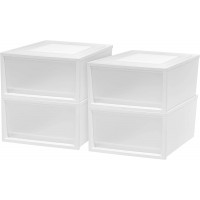 IRIS USA BC Stackable Stacking Drawer Plastic Dresser Chest 34 Qt White 4 Count