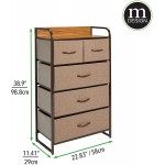 mDesign Tall Dresser Storage Chest Vanity Furniture Cabinet Tower Unit for Bedroom Office and Closet Textured Print 5 Removable Drawers Coffee Espresso Brown