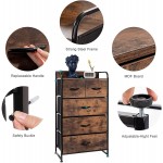 Rolife Dresser Furniture Storage Tower with 5 Fabric Drawers Fabric Storage Dresser Drawer Unit for Bedroom Hallway Entryway Closets,Cloth Drawers with Metal Frame Rustic