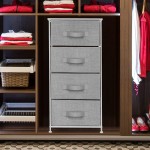 Sorbus Dresser with 4 Drawers Tall Storage Tower Unit Organizer for Bedroom Hallway Closet College Dorm Chest Drawer for Clothes Steel Frame Wood Top Easy Pull Fabric Bins White Gray