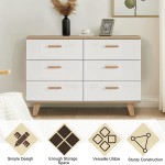 SSLine 6 Drawer Dresser,Modern Dresser Chest Chest of Drawer with Solid Wood Legs and knobs,Side Table Large Storage Cabinet Wood Furniture for Bedroom,Living Room