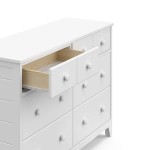 Storkcraft Moss 6 Drawer Universal Double Dresser White Bedroom Furniture Storage Modern Farmhouse Style Sturdy and Durable Wood Construction 6 Deep Spacious Drawers Steel Hardware