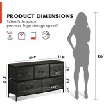 WLIVE Dresser for Bedroom with 5 Drawers Wide Chest of Drawers Fabric Dresser Storage Organizer Unit with Fabric Bins for Closet Living Room Hallway Nursery Charcoal Black Wood Grain Print
