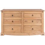 Wood Dresser 3+3 Drawers Chest Corona | Furniture Dash