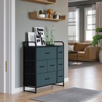 YITAHOME Dresser with 7 Drawers Storease Series Tall Dresser with Wood Top 3-Tier Dresser Changeable Fabric Dresser Organizer Unit for Bedroom Living Room Closets Grey Blue