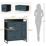 YITAHOME Dresser with 7 Drawers Storease Series Tall Dresser with Wood Top 3-Tier Dresser Changeable Fabric Dresser Organizer Unit for Bedroom Living Room Closets Grey Blue