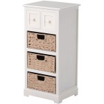 Lazyspace Vintage Bedside Table Storage Cabinet Accent Nightstand with 2 Drawers and 3 Baskets End Tables for Living Room Bedroom No Assembly Required Antique White
