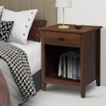 LTMEUTY Night Stands for Bedrooms Set of 2 Wood Bedroom Nightstand Set with Drawers Bedside Table Tall Night Stand with 1 Drawer & Open Cabinet Brown Cherry Finish