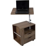 Mind Reader Bedside Workstation Nightstand Swivel Top Couch Laptop Desk with Drawers and Magazine Holder Wood Finish Brown