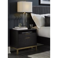 Modus Furniture Solid Wood Nightstand 2-Drawer Kentfield Black Drifted Oak