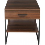 Nightstand Simple Bedside Table End Table Side Table with Drawer and Shelf Easy Assembly Walnut Color