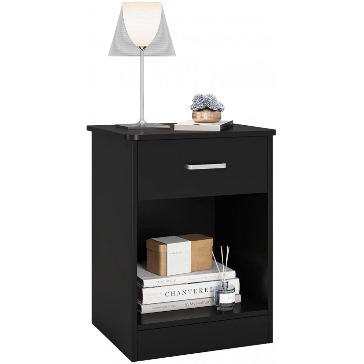 PUPL Nightstand for Bedroom Modern Bedside Table Sofa Table Night Stand with Drawer and Storage Cabinet Home Furniture Black