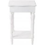 Set of 2 Carved Wood Shabby White Nightstands