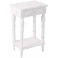 Set of 2 Carved Wood Shabby White Nightstands