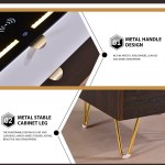 Side Table High Gloss Smart Night Stand with Wireless Charging Corner Bedside Table Cabinet Coffee Table Small Bookcase Bookshelf with Storage Drawer Shelf Nightstands for Bedroom Sofa Entryway