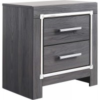 Signature Design by Ashley Lodanna Modern Glam 2 Drawer Nightstand with USB & Wireless Charging Options Gray Wood Grain