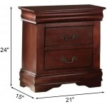 SSLine Cherry Finish Nightstand with 2 Drawers Vintage Wood Bedside End Table Traditional Bedroom Storage Chest Tables w Retro Drawer Handle -Delivered Fully Assembled