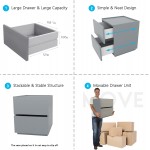 Woodcozy Stackable 2-Drawer End Table Bedside Nightstand Multi-Purpose Storage Closet Cube for Bedroom Storage Cabinet for Entryway Sofa Beside Drawer Chest Dresser 15.7 in Gray
