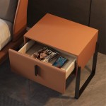YYOBK Leather Nightstand Accent Table End Table,Side Table Night Stand Bedside Table Storage,Bedside Furniture for Home Bedroom Color : Orange Size : 55 * 40 * 49cm