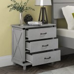 ZWMBYN Nightstand with 3 Drawers Storage Bedside Shelf for Bed Bedroom Accent End Table Side Table Modern Night Stand Sofa Table for Living Room Large Storage Furniture Gray