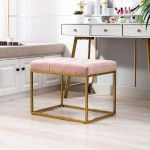 AYOYOE Velvet Upholstered Entryway Bench Large Dressing Makup Vanity Stool with Metal Legs Pink Ottoman Dining Bench with Padded Seat for Kitchen Living Bed Room Fabric Solid Wood Indoor Benches