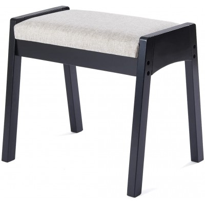 BEWISHOME Vanity Stool Bedroom Vanity Chair with Large Surface Upholstered Seat Desk Stool 18” Height Makeup Bench Vanity Bench Black FSD05H