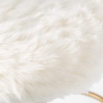 Bold Tones Cloud Shaped White Fur Gold Vanity Stool