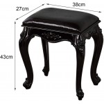 Carved Vanity Stool Retro Makeup Bench Padded Cushioned Chair Strong Load-Bearing Capacity Black
