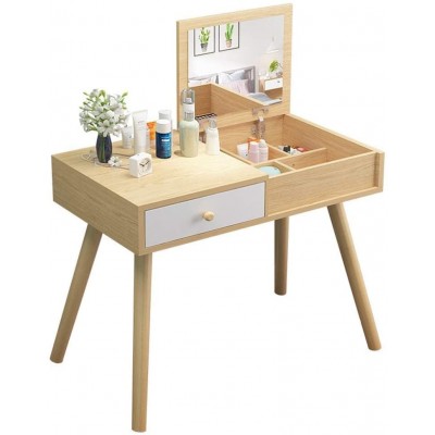 HIZLJJ Vanity Sets with Bench and Mirror,Makeup Vanity Table Set Simple Modern Dressing Table Computer Desk Mini Modern Makeup Cabinet Color : Wood