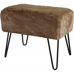 Home Soft Things Brown Solid Faux Fur Ottoman 19'' x 13'' x 17'' Otter Living Room Foot Rest Stool Entryway Makeup Bench End of Bed Bedroom Decor Chair for Sitting Home Decor