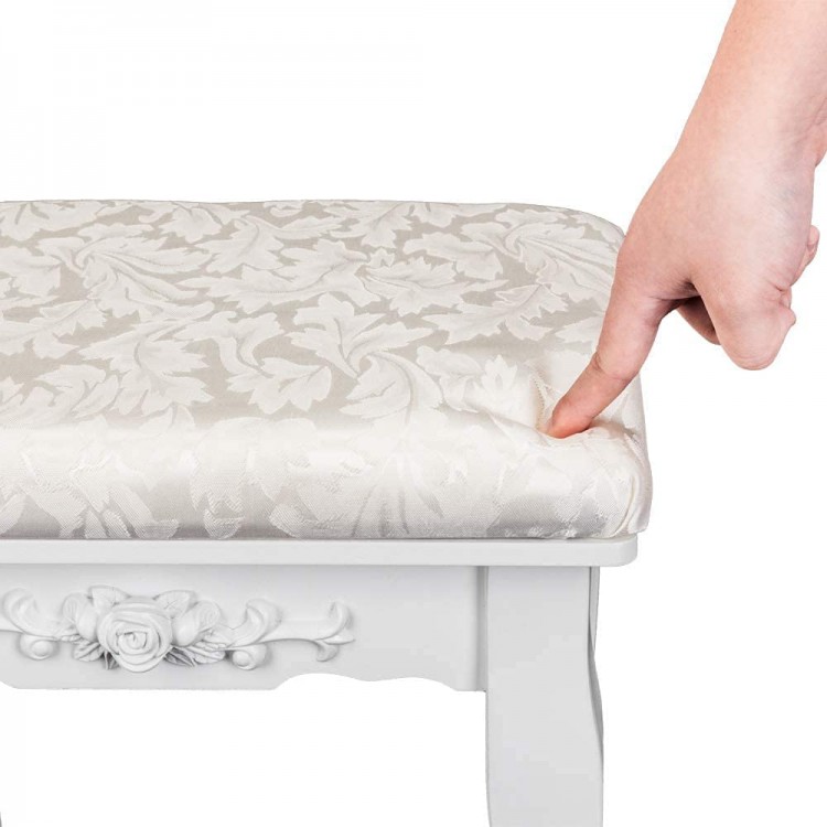 Honomastry White Vanity Stool Makeup Dressing Piano Stool,Vanity Bench with Padded Seat Padded Chairs