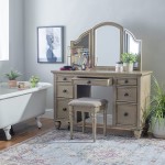 Larkin Taupe Vanity and Bench with LED Lighted Mirror by Powell