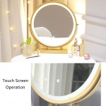 LXYYY Best Design Vanity Benches 3-Color Touch Screen Dimmable Mirror Bedroom Vanity Table Set with Drawers and Stool Princess Makeup Dressing Table Great Gift for Girls Women