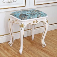 RZDY European Vanity Stool Modern Makeup Dressing Stool with Solid Wood Legs Small Accent Padded Bench Seat Cushioned Chair Piano Seat Lounge Chair Capacity 330lb. Color : Gold
