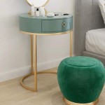 SYHSZY Vanity Benches Round Velvet Makeup Stool,Modern Makeup Dressing Stool,Cushion Chair,with Golden Steel Base,Load-Bearing 120KG,It Can Also Be Used As A Coffee Chair,Resting Chair