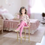 Wisfor Bow Vanity Chair Pink Makeup Vanity Chair with Bow Backrest and Velvet Cushion for Girl Bedroom 1 Pack