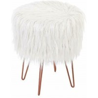 YJYDD Vanity Chair Vanity Chair Makeup Stool for Bedroom White Faux Fur Bench Chairs Vanity Dining Chair Dressing Stool