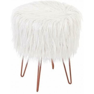 YJYDD Vanity Chair Vanity Chair Makeup Stool for Bedroom White Faux Fur Bench Chairs Vanity Dining Chair Dressing Stool