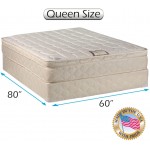 DS USA Dream World Innerspring Pillowtop Eurotop Queen Size Mattress and Box Spring Set with Mattress Cover Protector Medium Soft Fully Assembled Orthopedic Longlasting by Dream Solutions USA