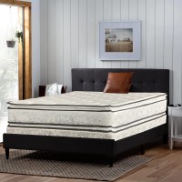 Mattress Solution Medium Plush Double Sided Pillowtop Innerspring Fully Assembled Mattress and 8" Wood Box Spring Foundation Set Full White LT Brown