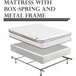 Mayton 10-Inch Meduim Plush Eurotop Pillowtop Innerspring Mattress & 4" Wood Box Spring Set with Frame Queen