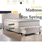 NUTAN 10-Inch Medium Plush Pillowtop Innerspring Mattress and 8" Wood Box Spring for Mattress Queen,Beige