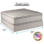 Serenity Pillow Top Twin Size Medium Soft Mattress and Box Spring Set Double-Sided Sleep System with Enhanced Cushion Support- Fully Assembled Back Support Longlasting by Dream Solutions USA