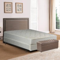 Spring Solution Gentle Firm Tight top Innerspring Mattress and 4-Inch Wood Box Spring Foundation Set with Frame Twin