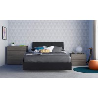 Nexera Avatar 4 Piece Full Size Bedroom Set Bark Grey and Black