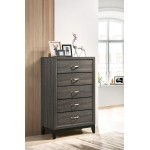 Roundhill Furniture Stout Panel King Size Bedroom Set with Bed Dresser Mirror 2 Night Stands Chest Grey