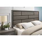 Roundhill Furniture Stout Panel King Size Bedroom Set with Bed Dresser Mirror 2 Night Stands Grey
