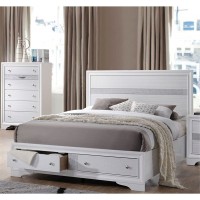 WEALTHGIRL Home Bedroom Furniture Sets,Modern White Finished Furnitures Wood Bed Frame Nightstands Dresser Chest of Drawers for Bedroom Living Room Queen Bed